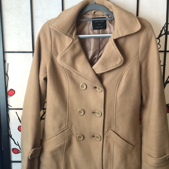 Love Tree Jackets & Blazers - Faux Cashmere Tan Pea Coat